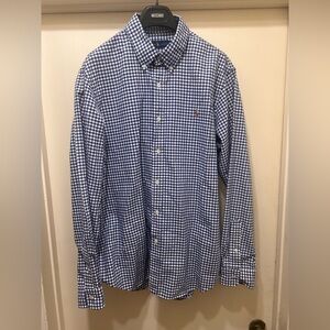 Ralph Lauren Oxford Gingham Check Shirt Royal Blue Mens XL Flesh Pony Cotton